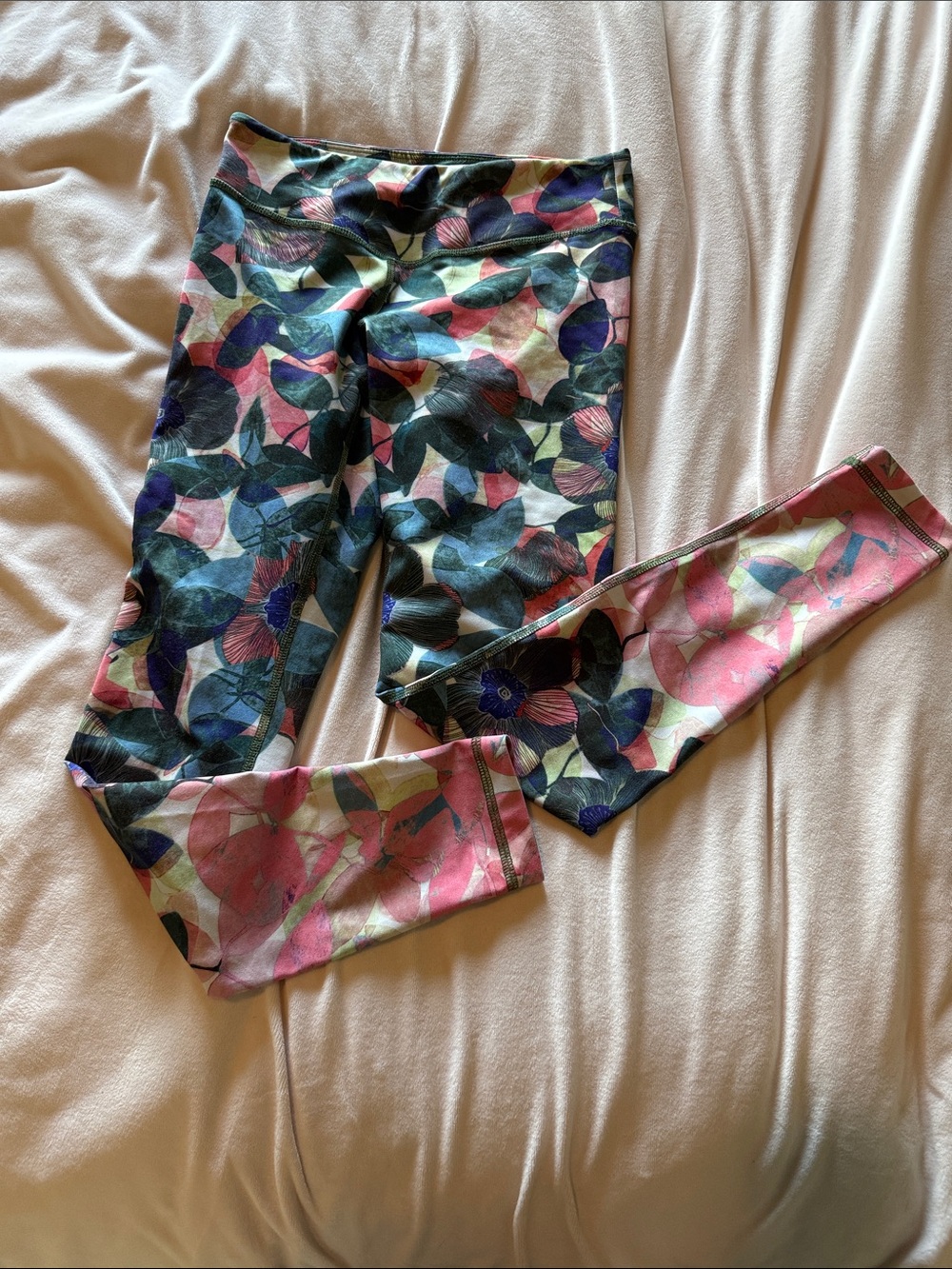 Anthropologie Multicolor Floral Leggings - Pink, Blue, Green XS